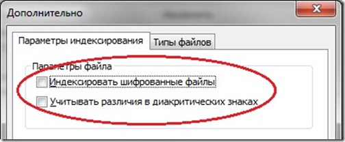 Параметры индексирования