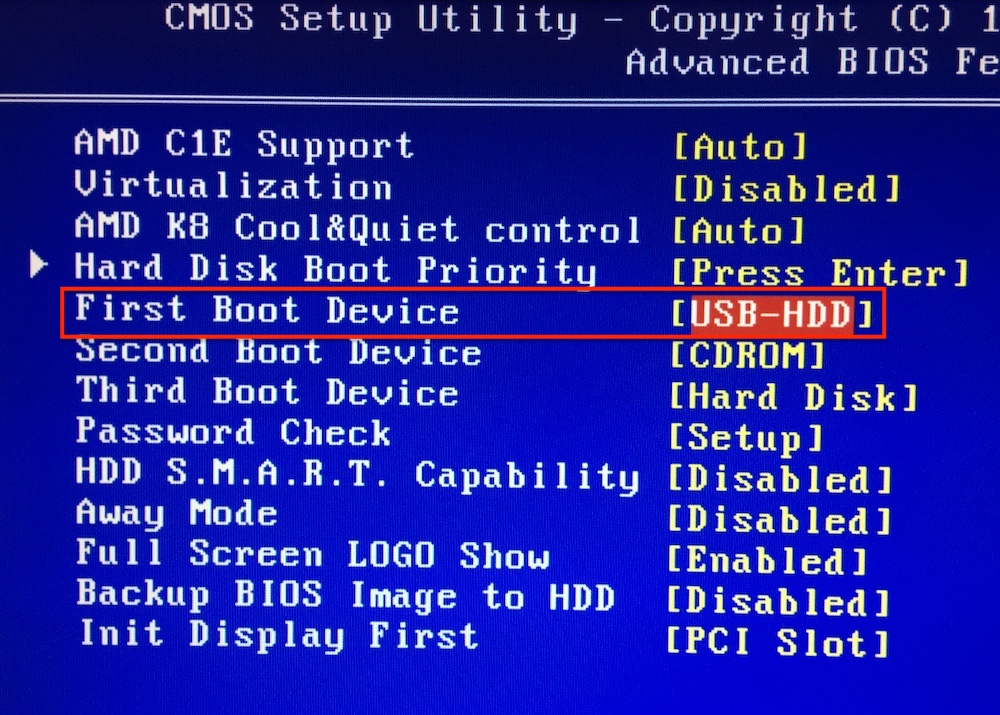 BIOS загрузка с USB-флешки