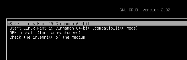 Linux Mint меню GRUB