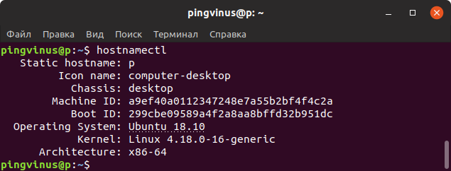 hostnamectl команда Linux - информация о системе