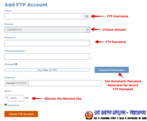 Create FTP Account on Webhost Cpanel