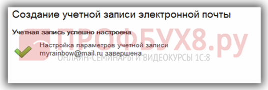 учетная запись для Mail.ru успешно настроена учетная запись для Mail.ru успешно настроена