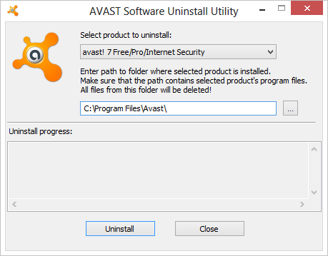 Удаление антивируса Аваст с помощью Avast Uninstall Utility