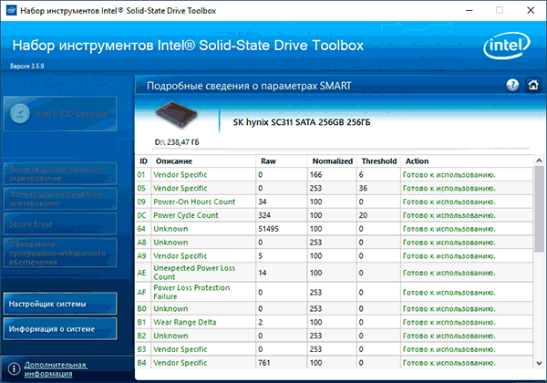 Программа Intel SSD Toolbox