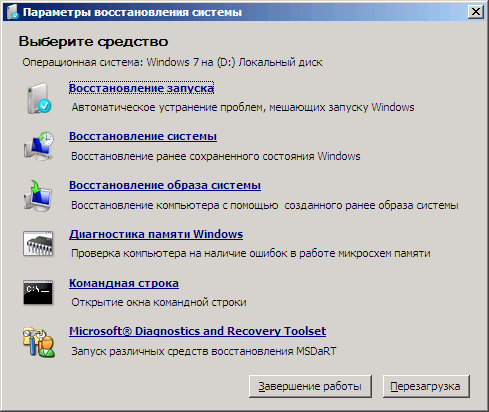 Средства восстановления ОС