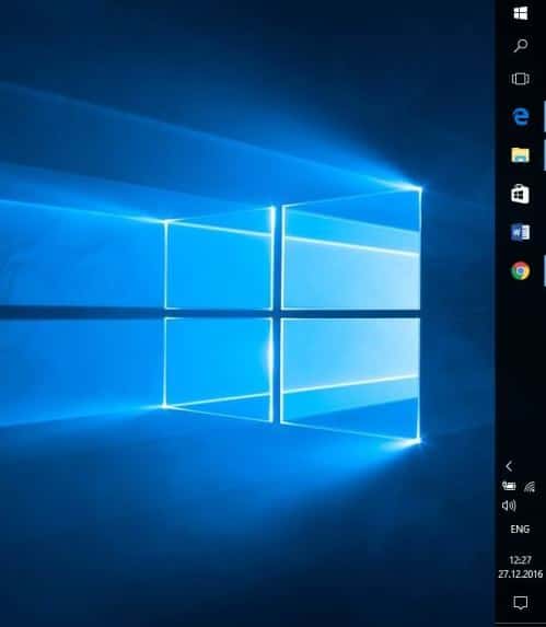 "Панель задач" справа в Windows 10