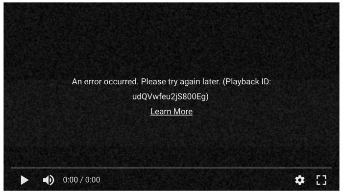 ошибка идентификатора в ютубе
