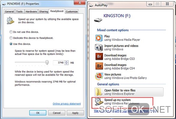 Оптимизация windows 7 с помощью readyboost