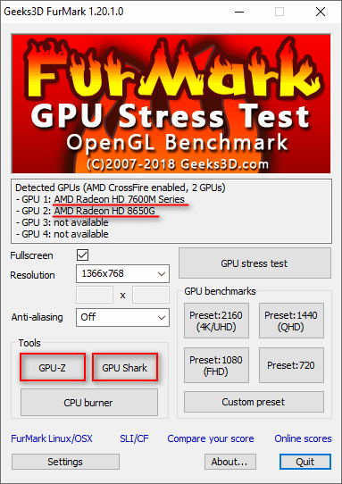 Программы теста видеокарты FurMark
