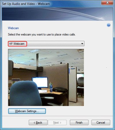 Selecting a webcam in Messenger