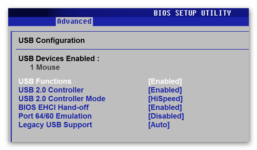 USB Configuration БИОС