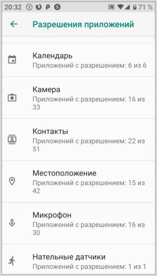 разрешения приложений