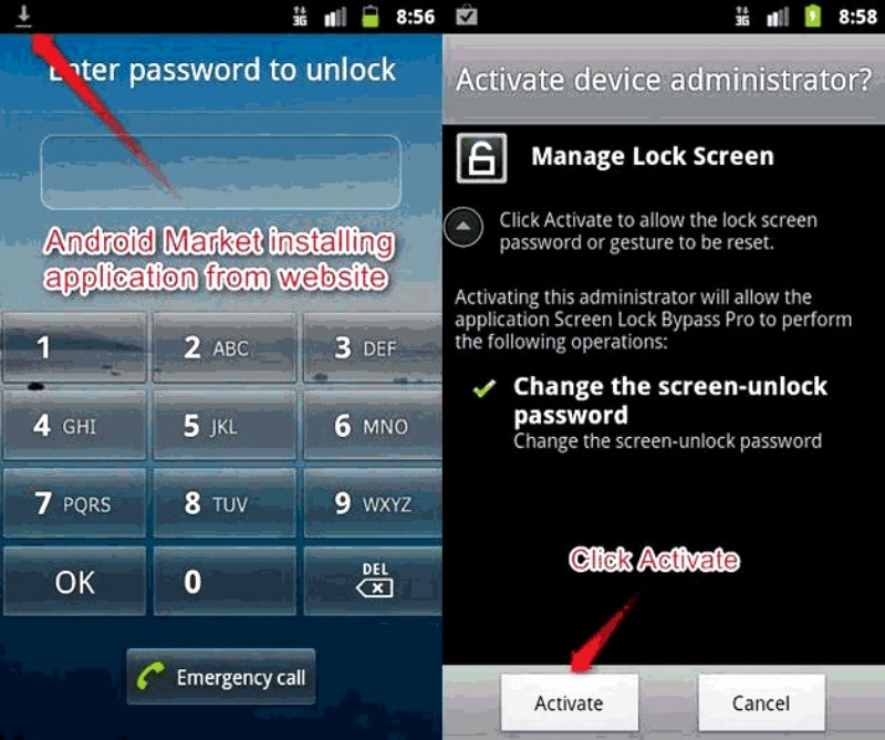 Разблокировать планшет андроид пароль