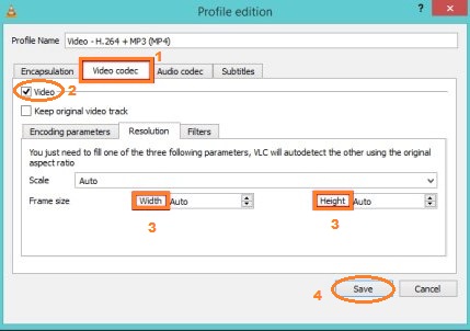 используйте VLC, чтобы изменить размер видео, изменив частоту кадров и битрейт