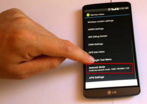 Зайти в меню «LTE Only», далее - раздел «Network Mode» предпочтительные сети «GSM/WCDMA/LTE»
