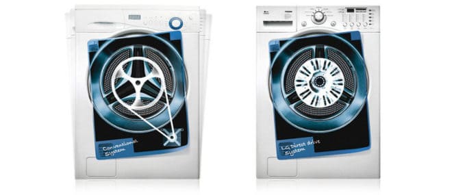 две стиральные машины с разными приводами