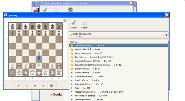 Интерфейс шахматной программы Lucas Chess