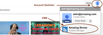 Доступ Джана к менеджеру контента на YouTube