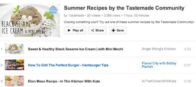 Канал Tastemade добавляет кулинарные видео подписчиков с проверенными рецептами в плейлист