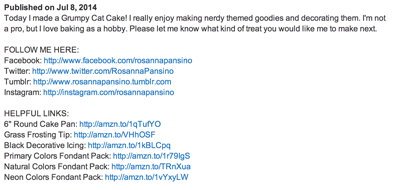 Полезные ссылки в описании к кулинарному видео