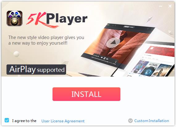 Окно настроек установки 5KPlayer