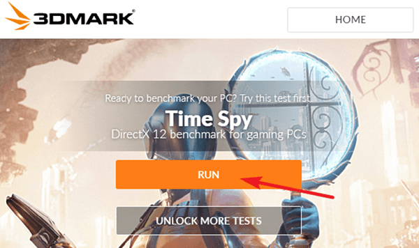 Запуск теста игровой производительности с помощью 3DMark