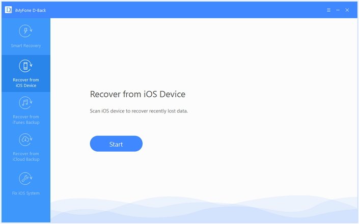 Начальная страница iOS Data Recovery