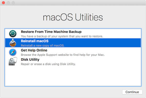 опция восстановления Mac