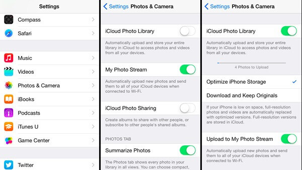 Включить iCloud Photo Library