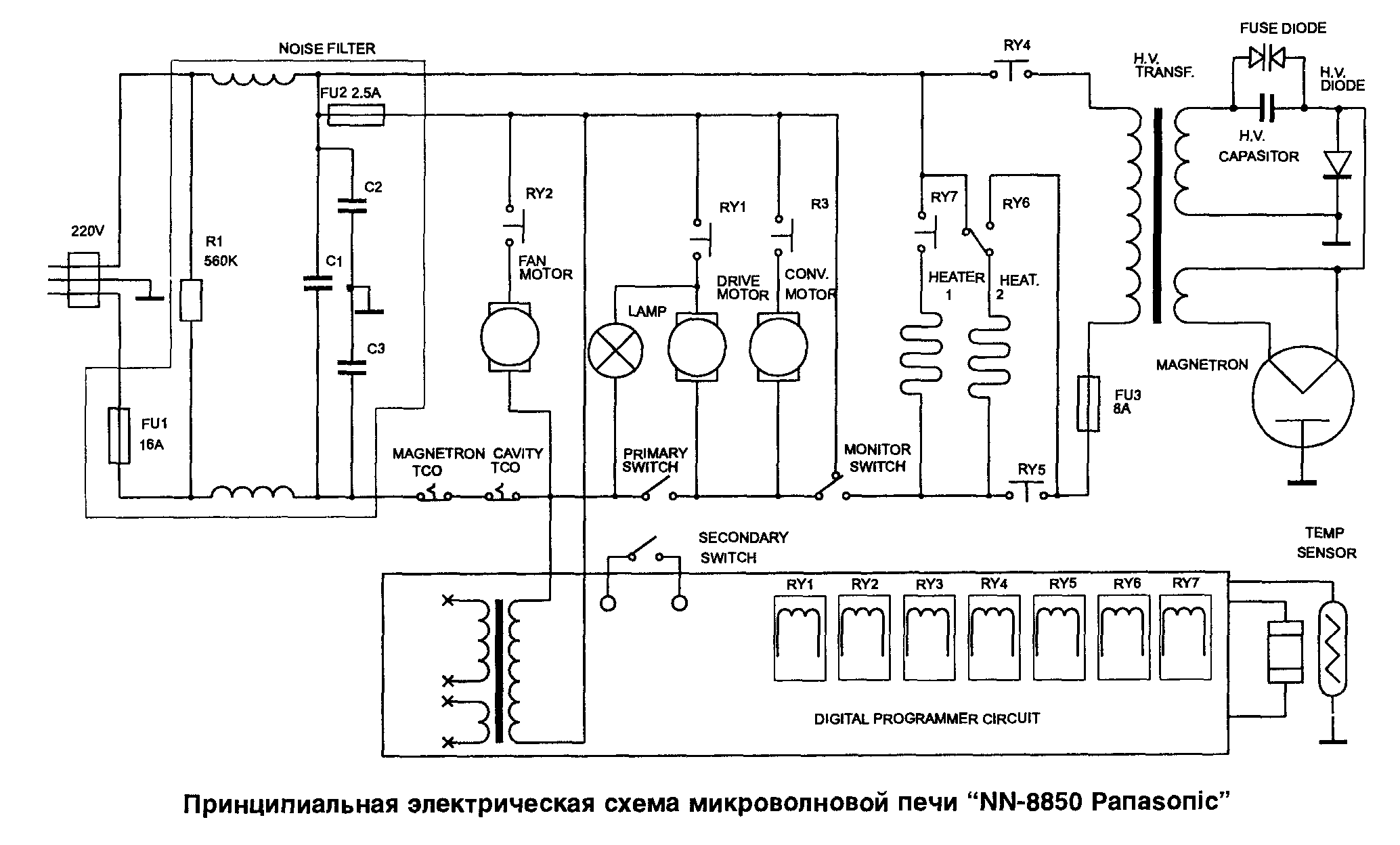 Схема свч. Принципиальная электрическая схема СВЧ печи. СВЧ печь Panasonic nn gt337w схема электрическая. Электрическая схема микроволновой печи Samsung. Схема микроволновки Panasonic nn-st251w.