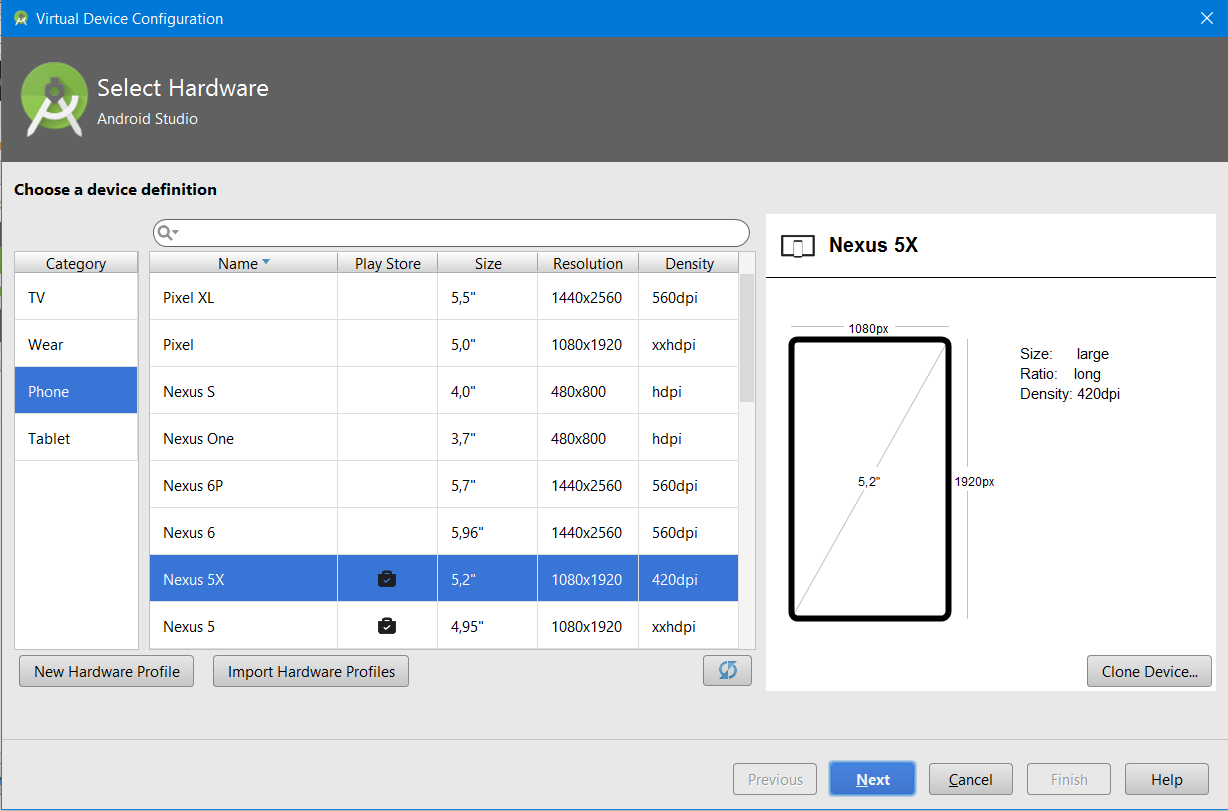 Create Android Virtual Device