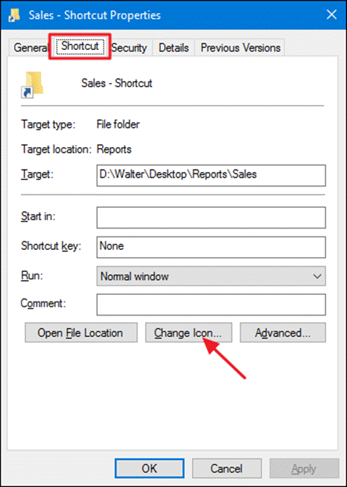 change icon in Windows 10