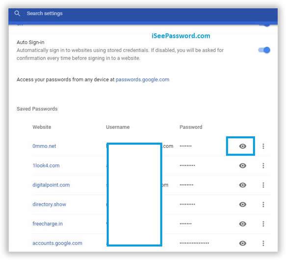 view save password on chfrome