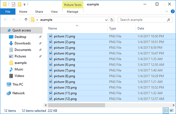 All files are renamed at once