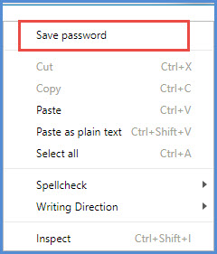 save chrome password in password entry box