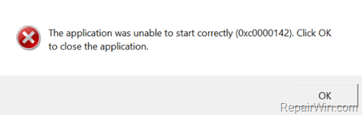 Application was Unable to Start correctly 0xC0000142
