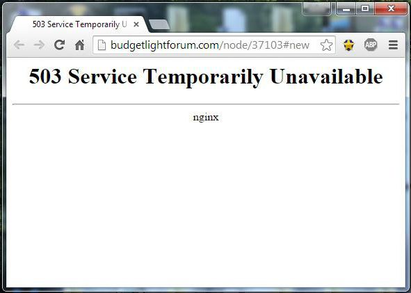 503 service temporarily unavailable