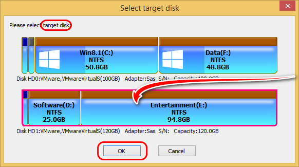 Select target disk