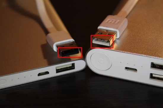 Технологические разъемы и кабель внешнего аккумулятора Xiaomi